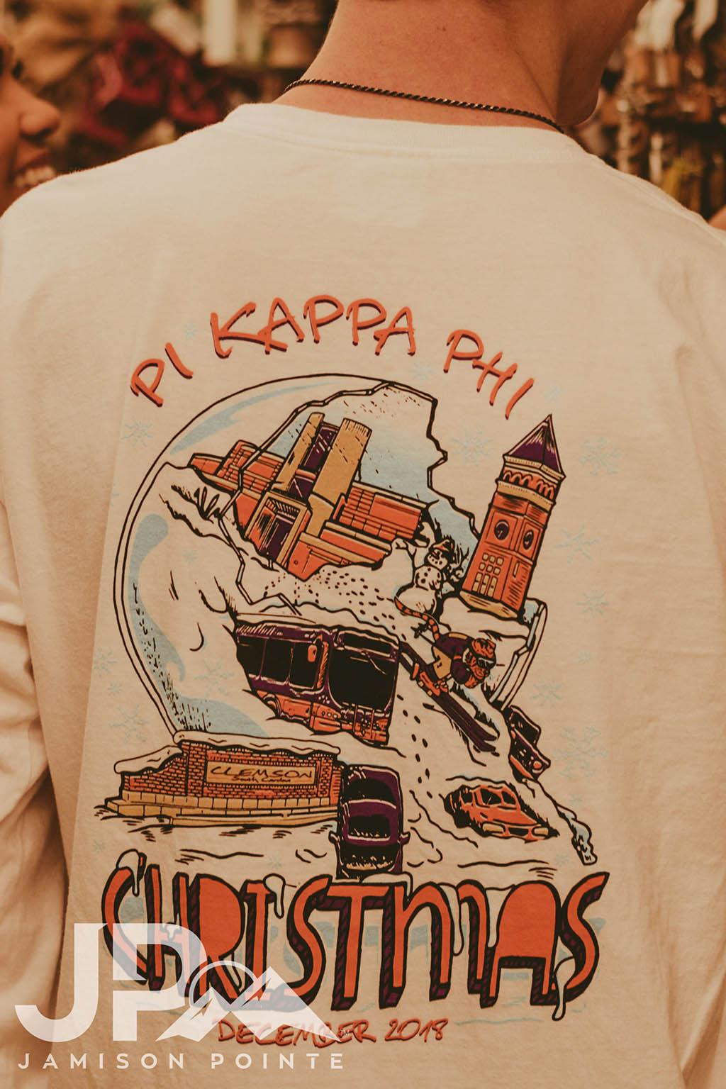 Pi Kappa Phi Christmas Snow Globe Pointe T-Shirts Jamison 
